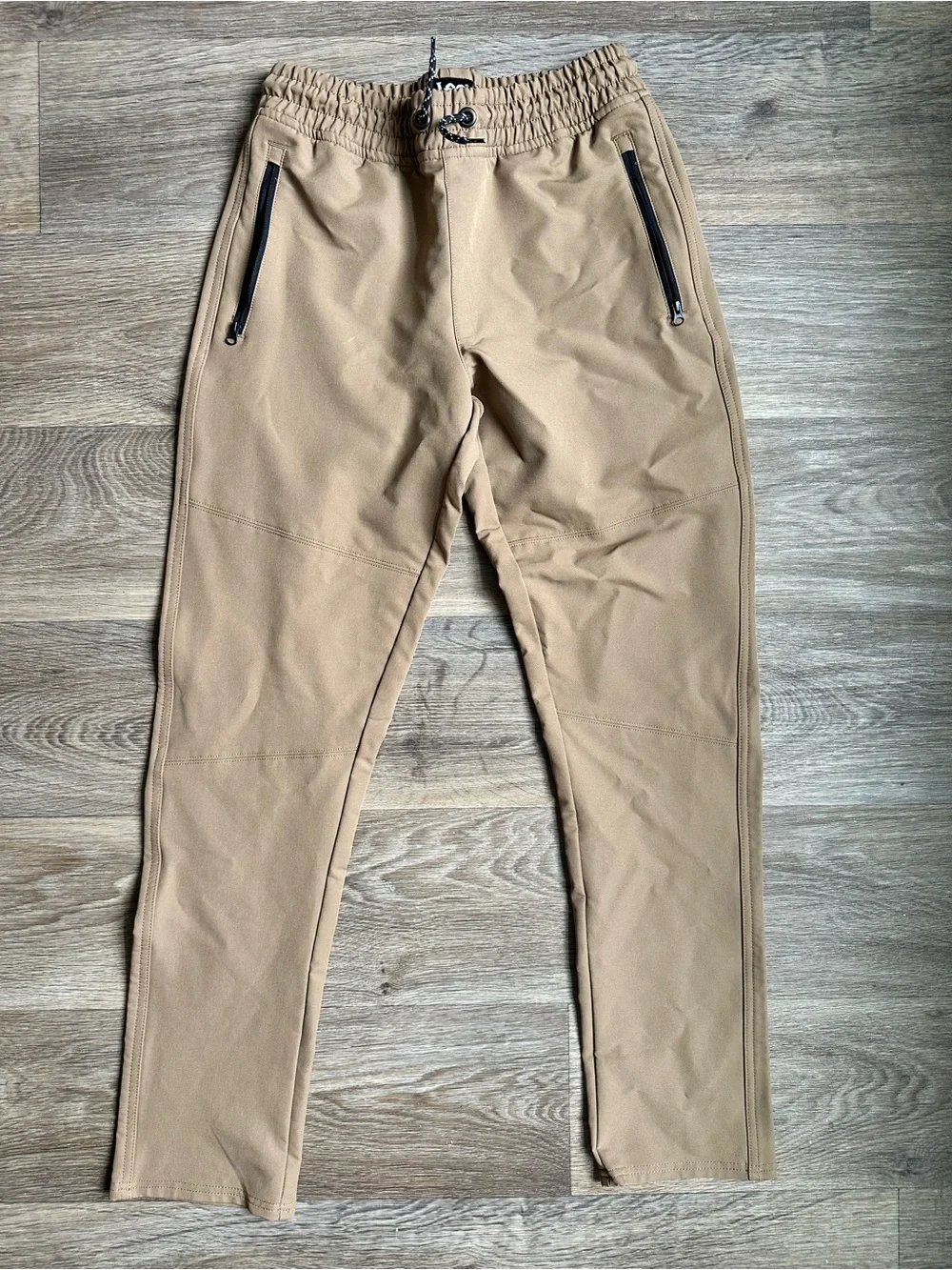 Lee Boys Jogger Pants Size L Tan Khaki Zip Pocket Elastic Waist Casual Pants